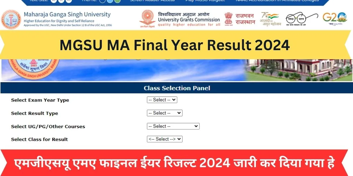 MGSU MA Final Year Result 2024