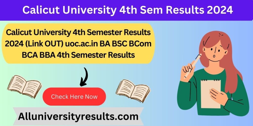 Calicut University 4th Semester Results 2024 (Link OUT) uoc.ac.in BA BSC BCom BCA BBA 4th Semester Results