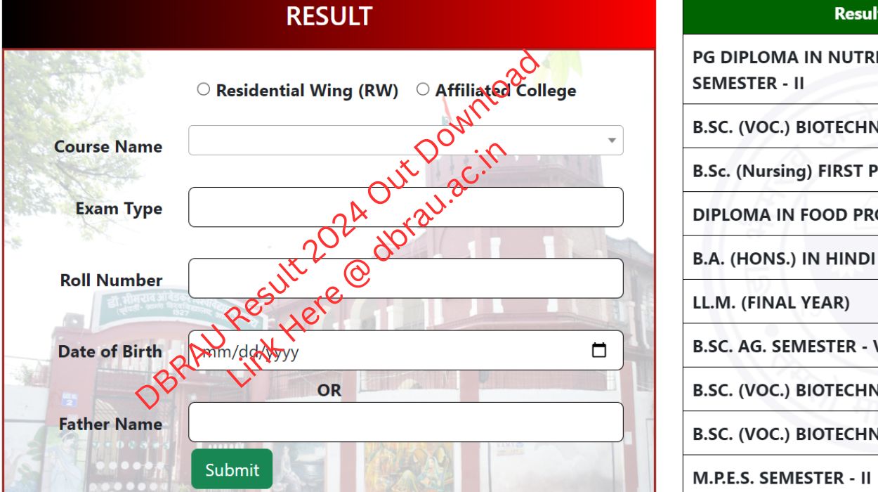 DBRAU Result 2024 Out Download Link Here @ dbrau.ac.in