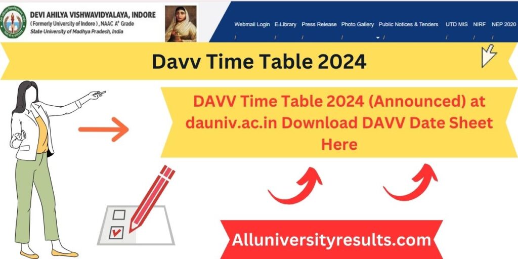 DAVV Time Table 2024 (Announced) at dauniv.ac.in Download DAVV Date Sheet Here

