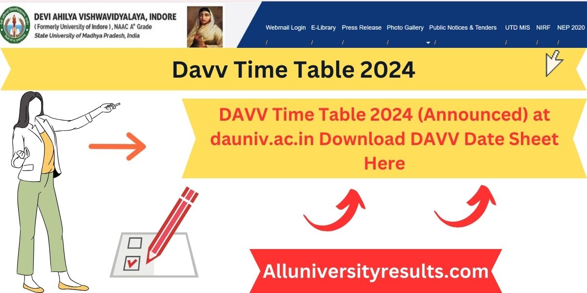 DAVV Time Table 2024 (Announced) at dauniv.ac.in Download DAVV Date Sheet Here